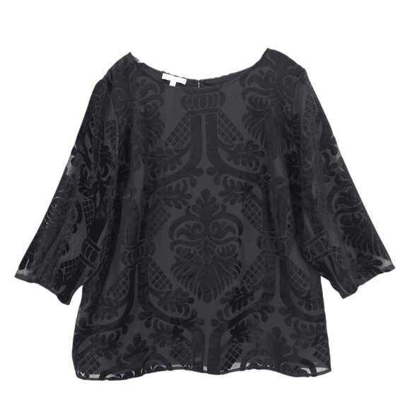 RSVP by TALBOTS Floral Velvet Burnout Top in Black Size 2X - Picture 1 of 7